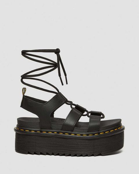 Dr Martens Nartilla Athena Leather Gladiator Women Platform Sandals Black | USA-312978