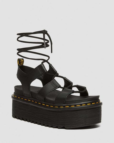 Dr Martens Nartilla Athena Leather Gladiator Women Platform Sandals Black | USA-312978