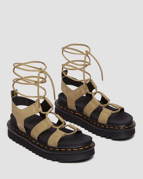 Dr Martens Nartilla Tumbled Nubuck Leather Women Gladiator Sandals Brown | USA-476528