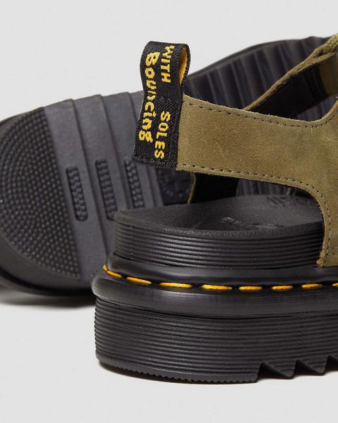 Dr Martens Nartilla Tumbled Nubuck Leather Women Gladiator Sandals Olive | USA-629173