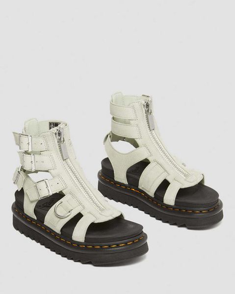 Dr Martens Olson Tumbled Nubuck Leather Women Gladiator Sandals Beige / Black | USA-481675