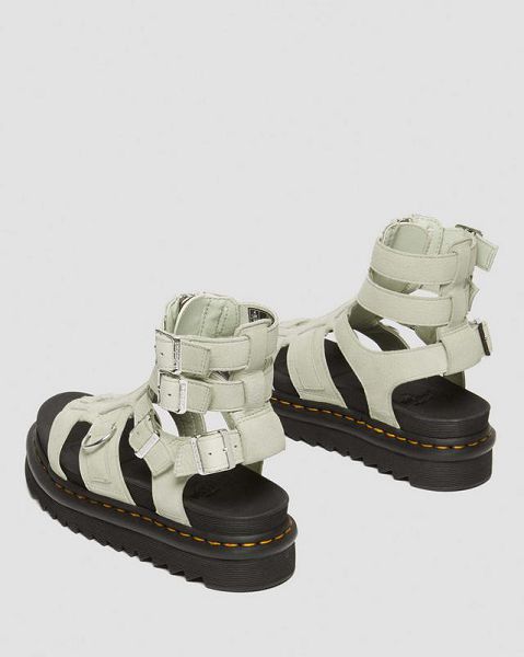 Dr Martens Olson Tumbled Nubuck Leather Women Gladiator Sandals Beige / Black | USA-481675