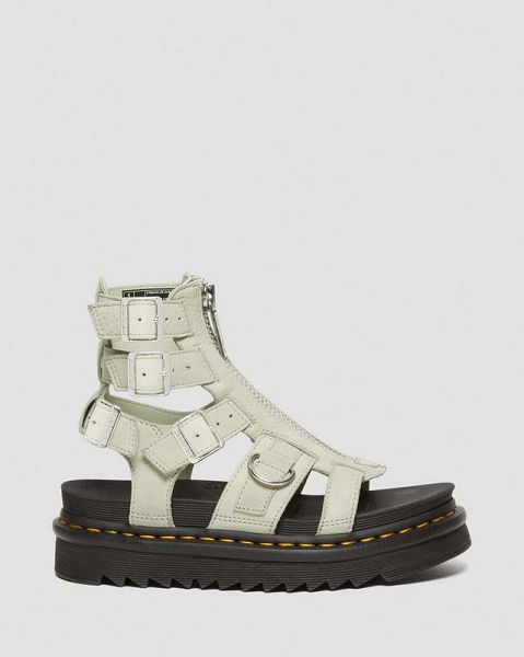 Dr Martens Olson Tumbled Nubuck Leather Women Gladiator Sandals Beige / Black | USA-481675