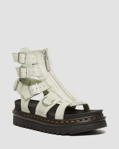 Dr Martens Olson Tumbled Nubuck Leather Women Gladiator Sandals Beige / Black | USA-481675