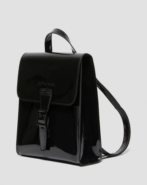 Dr Martens Patent Leather Mini Women Backpack Black | USA-402793