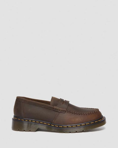 Dr Martens Penton Crazy Horse Leather Men Loafers Dark Brown | USA-47396