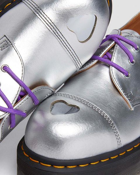 Dr Martens Platform MADEME Leather Oxford Women 1461 Shoes Silver | USA-198450