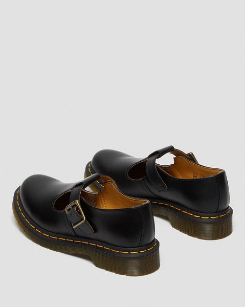 Dr Martens Polley Smooth Leather Women Mary Jane Shoes Black | USA-907654