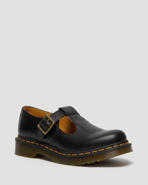 Dr Martens Polley Smooth Leather Women Mary Jane Shoes Black | USA-907654