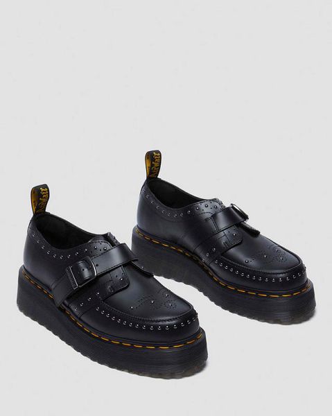 Dr Martens Ramsey Quad Stud Men Platform Shoes Black | USA-410972