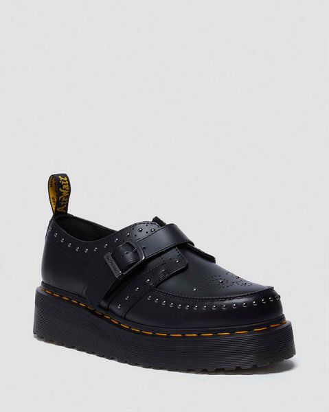 Dr Martens Ramsey Quad Stud Men Platform Shoes Black | USA-410972