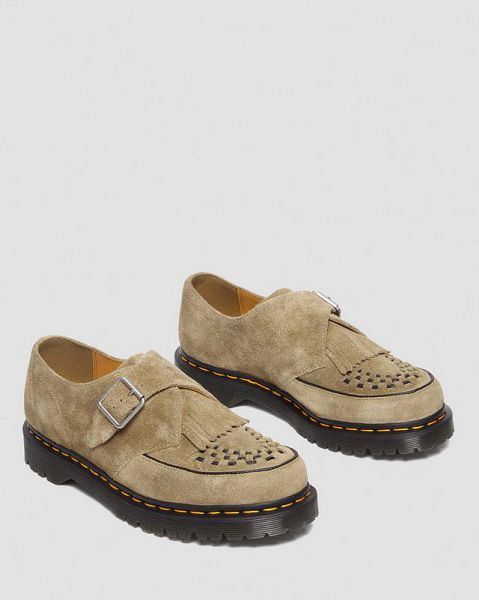 Dr Martens Ramsey Suede Kiltie Men Buckle Shoes Brown | USA-89541