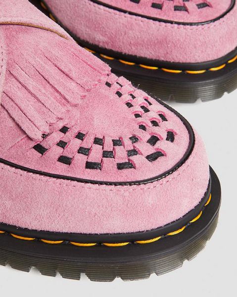 Dr Martens Ramsey Suede Kiltie Women Buckle Shoes Pink | USA-79168