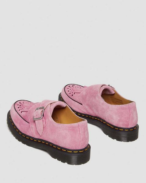 Dr Martens Ramsey Suede Kiltie Women Buckle Shoes Pink | USA-79168