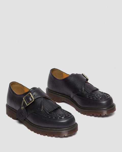 Dr Martens Ramsey Westminster Leather Buckle Women 1461 Shoes Black | USA-604715