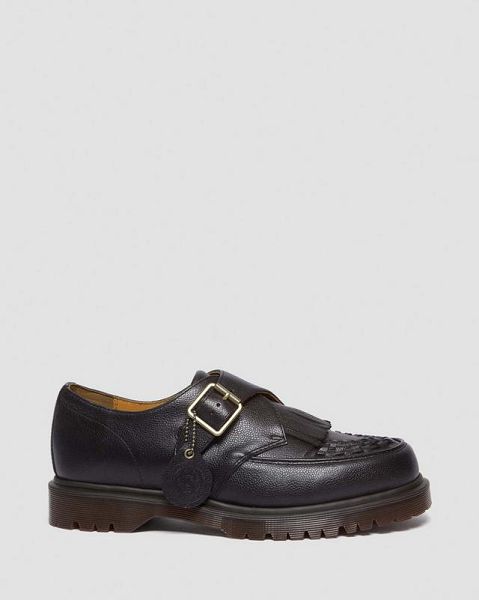 Dr Martens Ramsey Westminster Leather Buckle Women 1461 Shoes Black | USA-604715