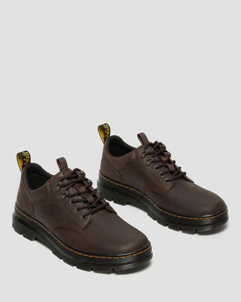 Dr Martens Reeder Crazy Horse Leather Men Utility Shoes Dark Brown | USA-648913