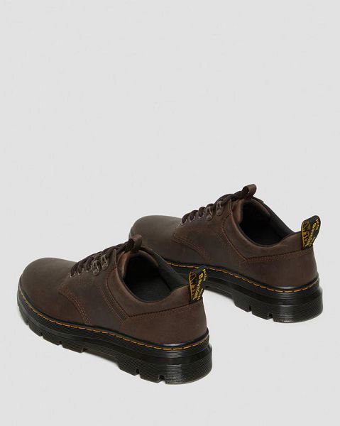 Dr Martens Reeder Crazy Horse Leather Men Utility Shoes Dark Brown | USA-648913