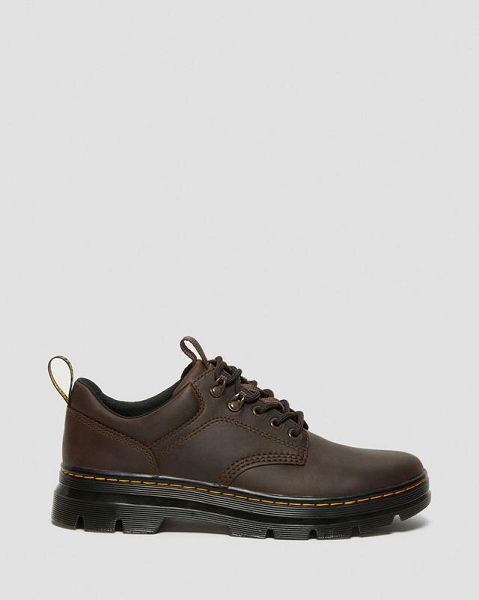 Dr Martens Reeder Crazy Horse Leather Men Utility Shoes Dark Brown | USA-648913