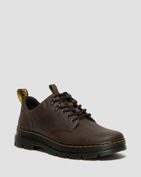 Dr Martens Reeder Crazy Horse Leather Men Utility Shoes Dark Brown | USA-648913