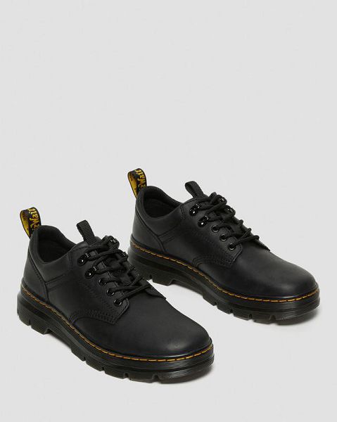 Dr Martens Reeder Wyoming Leather Men Utility Shoes Black | USA-637105