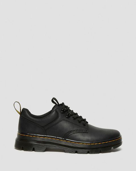 Dr Martens Reeder Wyoming Leather Men Utility Shoes Black | USA-637105