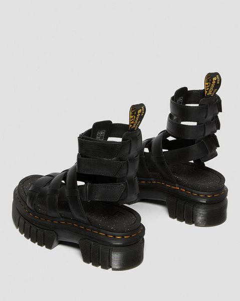 Dr Martens Ricki Nappa Lux Leather Platform Women Gladiator Sandals Black | USA-358462