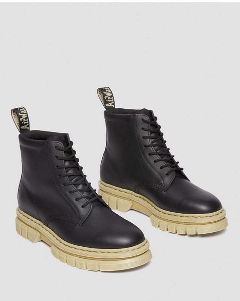 Dr Martens Rikard Contrast Sole Platform Women Lace Up Boots Black | USA-923051