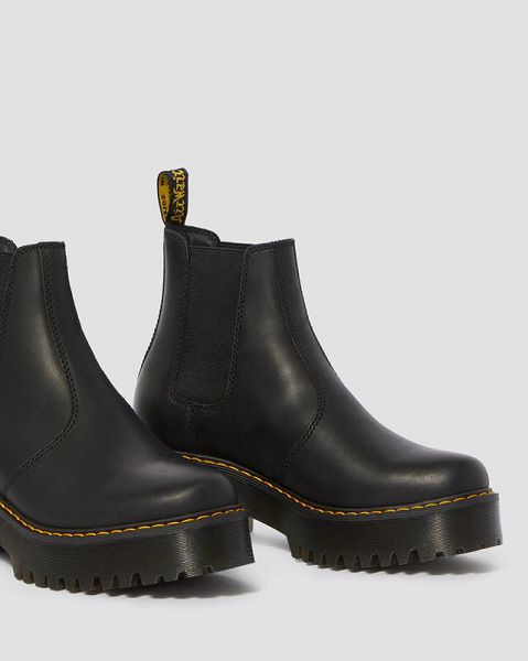 Dr Martens Rometty Wyoming Leather Platform Women Chelsea Boots Black | USA-340965