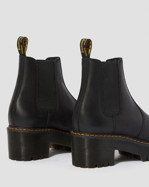 Dr Martens Rometty Wyoming Leather Platform Women Chelsea Boots Black | USA-340965