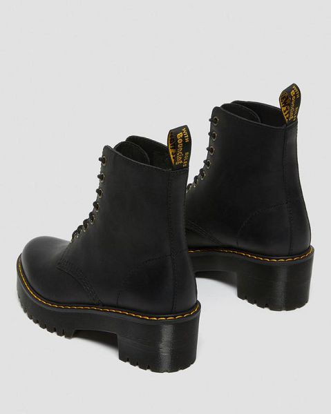 Dr Martens Shriver Hi Wyoming Leather Women Heeled Boots Black | USA-860537