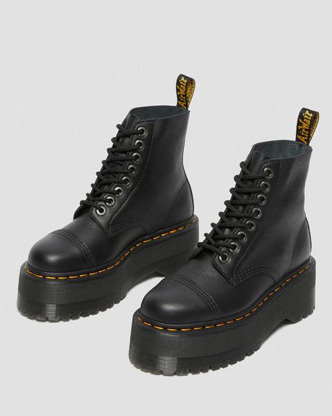 Dr Martens Sinclair Max Pisa Leather Women Platform Boots Black | USA-740921