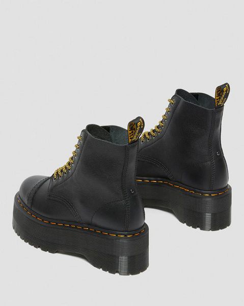 Dr Martens Sinclair Max Pisa Leather Women Platform Boots Black | USA-740921