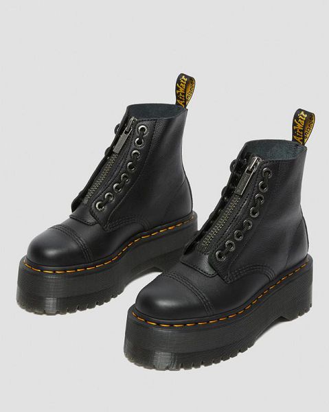 Dr Martens Sinclair Max Pisa Leather Women Platform Boots Black | USA-740921