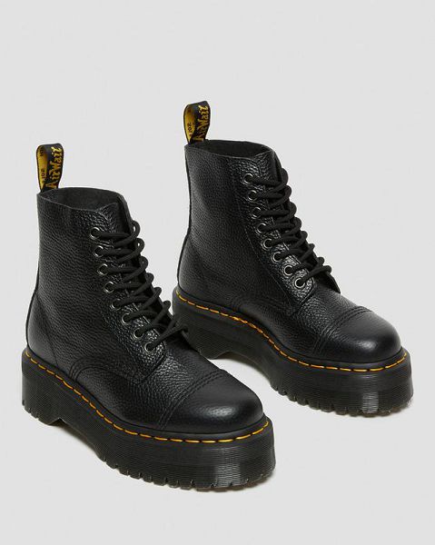 Dr Martens Sinclair Milled Nappa Leather Women Platform Boots Black | USA-910275