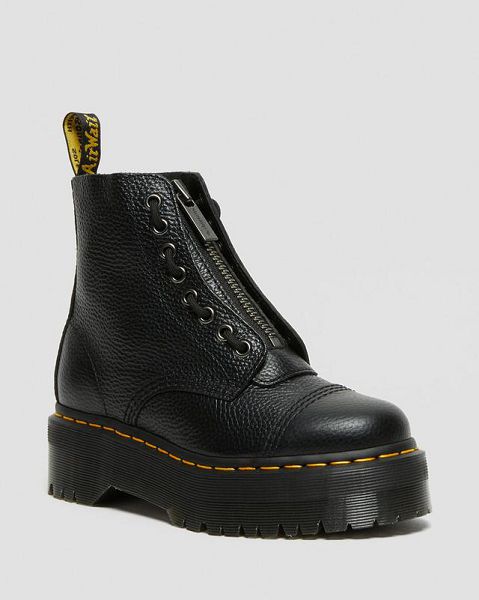 Dr Martens Sinclair Milled Nappa Leather Women Platform Boots Black | USA-910275