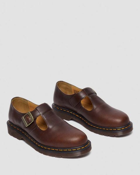 Dr Martens T-Bar Regency Leather Women Mary Jane Shoes Brown | USA-534678