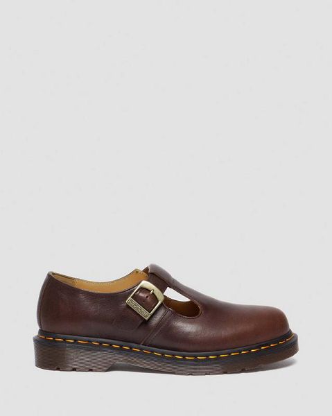 Dr Martens T-Bar Regency Leather Women Mary Jane Shoes Brown | USA-534678