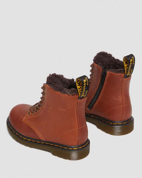 Dr Martens Toddler 1460 Faux Fur Kids' Lined Boots Light Brown | USA-165842