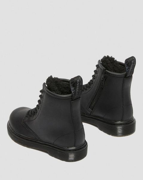 Dr Martens Toddler 1460 Faux Fur Kids' Lined Boots Black | USA-286453