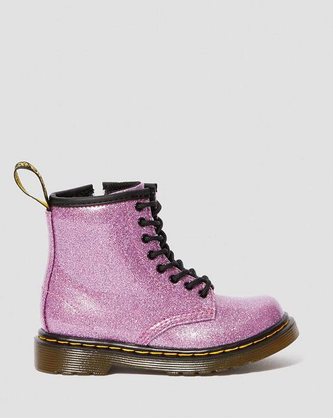 Dr Martens Toddler 1460 Glitter Kids' Lace Up Boots Dark Pink | USA-420573