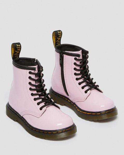 Dr Martens Toddler 1460 Patent Leather Kids' Lace Up Boots Pink | USA-135486