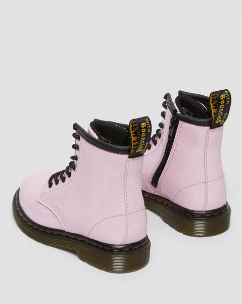 Dr Martens Toddler 1460 Patent Leather Kids' Lace Up Boots Pink | USA-135486