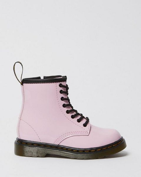 Dr Martens Toddler 1460 Patent Leather Kids' Lace Up Boots Pink | USA-135486