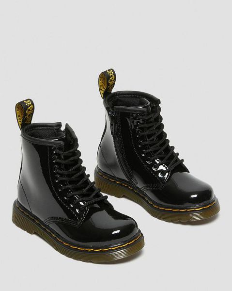 Dr Martens Toddler 1460 Patent Leather Kids' Lace Up Boots Black | USA-753408