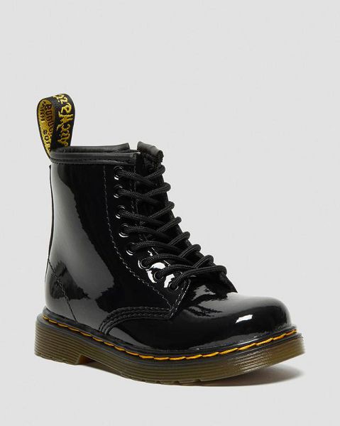 Dr Martens Toddler 1460 Patent Leather Kids\' Lace Up Boots Black | USA-753408