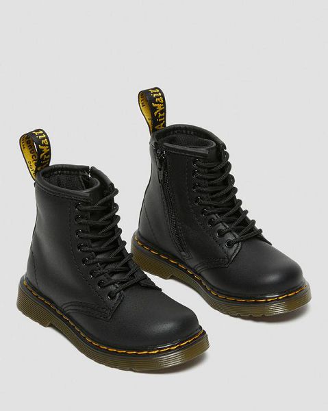 Dr Martens Toddler 1460 Softy T Leather Kids' Lace Up Boots Black | USA-419708