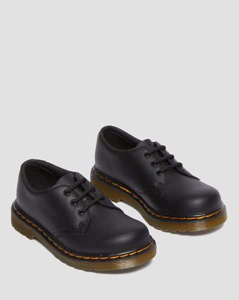 Dr Martens Toddler 1461 Softy T Leather Women Oxford Shoes Black | USA-762359