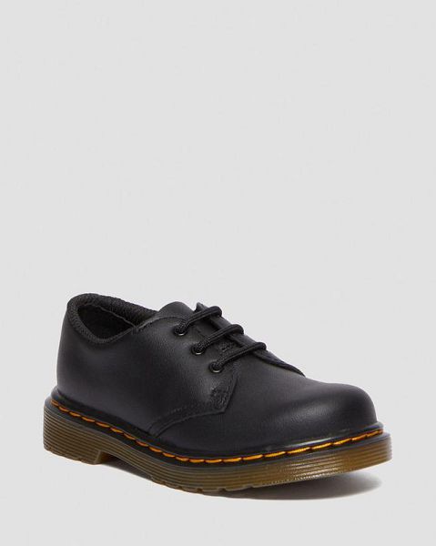 Dr Martens Toddler 1461 Softy T Leather Women Oxford Shoes Black | USA-762359