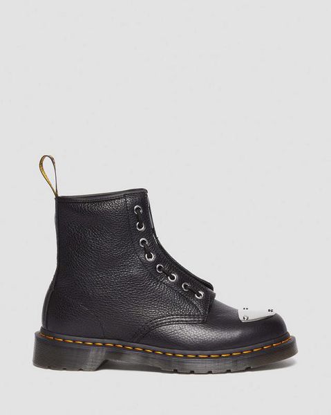 Dr Martens Toe Plate Lunar Leather Jungle Zip Women 1460 Boots Black | USA-520364